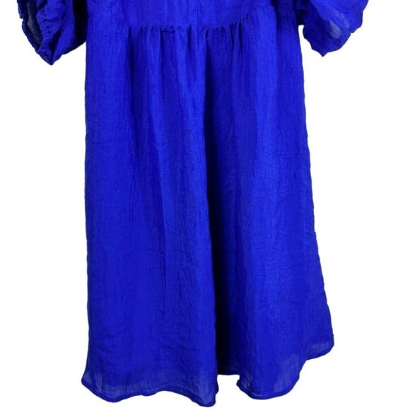 Anthropologie Moulinette Souers Blue Carina Boho Off Shoulder Mini Dress Small - Picture 6 of 15